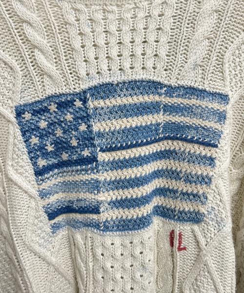 POLO RALPH LAUREN（ポロ・ラルフローレン）POLO RALPH LAUREN (ポロ・ラルフローレン) 厚手ニット ホワイト×ブルー サイズ:XLの古着・服飾アイテム