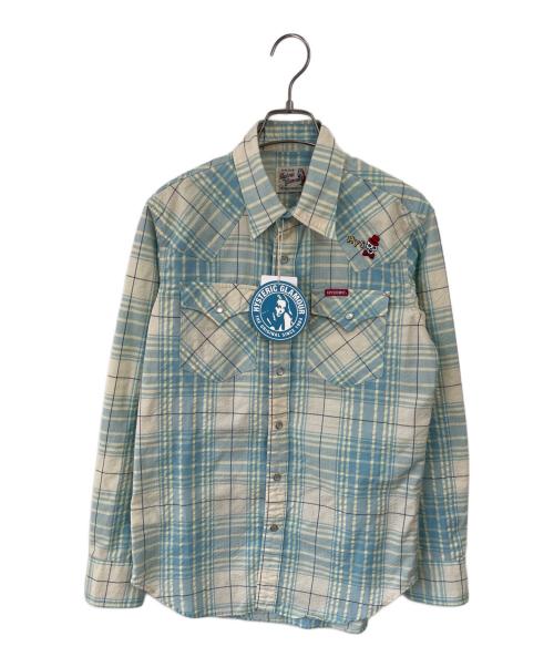 Hysteric Glamour（ヒステリックグラマー）Hysteric Glamour (ヒステリックグラマー) 長袖シャツ ブルー×ベージュ サイズ:M 未使用品の古着・服飾アイテム