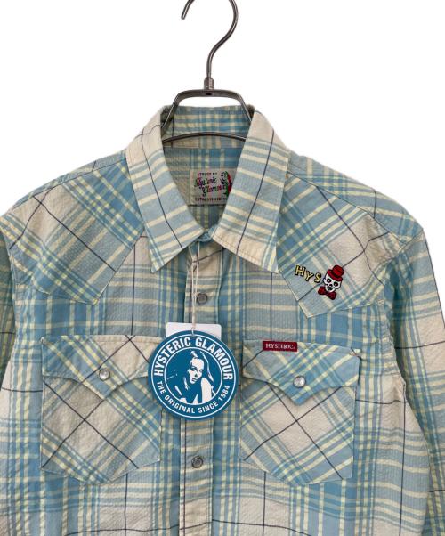 Hysteric Glamour（ヒステリックグラマー）Hysteric Glamour (ヒステリックグラマー) 長袖シャツ ブルー×ベージュ サイズ:M 未使用品の古着・服飾アイテム