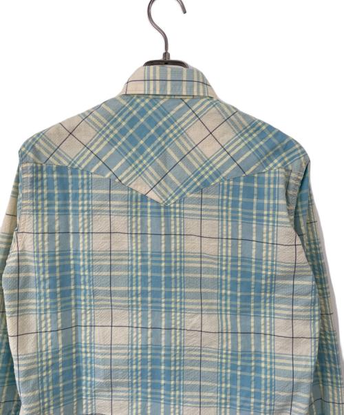 Hysteric Glamour（ヒステリックグラマー）Hysteric Glamour (ヒステリックグラマー) 長袖シャツ ブルー×ベージュ サイズ:M 未使用品の古着・服飾アイテム