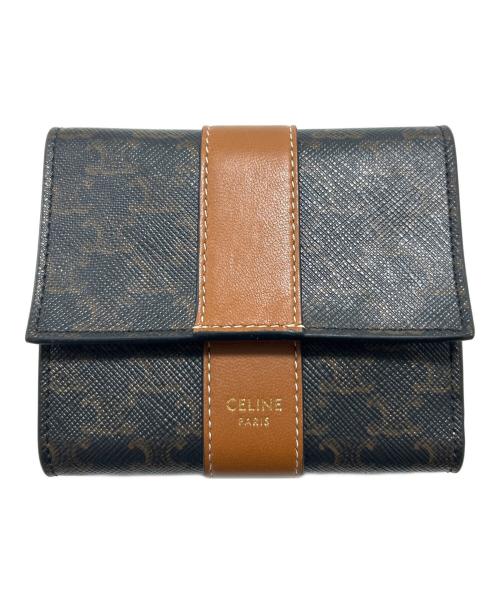 CELINE（セリーヌ）CELINE (セリーヌ) 3つ折り財布 ブラック×ブラウンの古着・服飾アイテム