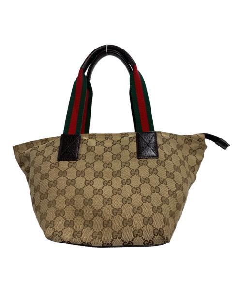 GUCCI（グッチ）GUCCI (グッチ) ハンドバッグ ベージュ×グリーンの古着・服飾アイテム