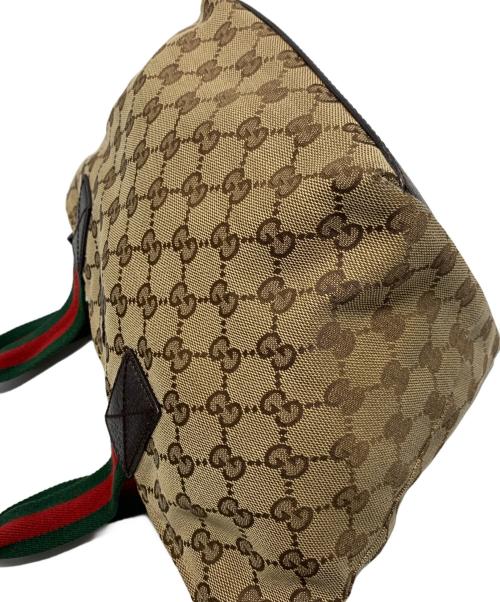 GUCCI（グッチ）GUCCI (グッチ) ハンドバッグ ベージュ×グリーンの古着・服飾アイテム