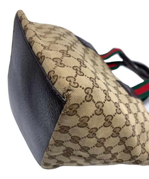 GUCCI（グッチ）GUCCI (グッチ) ハンドバッグ ベージュ×グリーンの古着・服飾アイテム