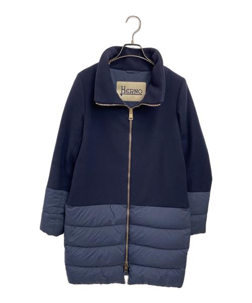 HERNO（ヘルノ）HERNO (ヘルノ) 異素材切替ダウンコート ネイビー サイズ:42の古着・服飾アイテム