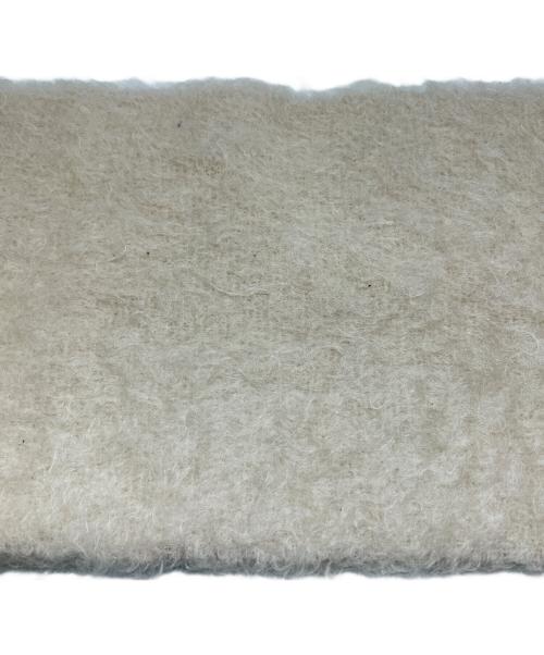 LOEWE（ロエベ）LOEWE (ロエベ) モヘヤウールレザーパッチロゴマフラー アイボリーの古着・服飾アイテム