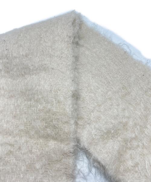 LOEWE（ロエベ）LOEWE (ロエベ) モヘヤウールレザーパッチロゴマフラー アイボリーの古着・服飾アイテム