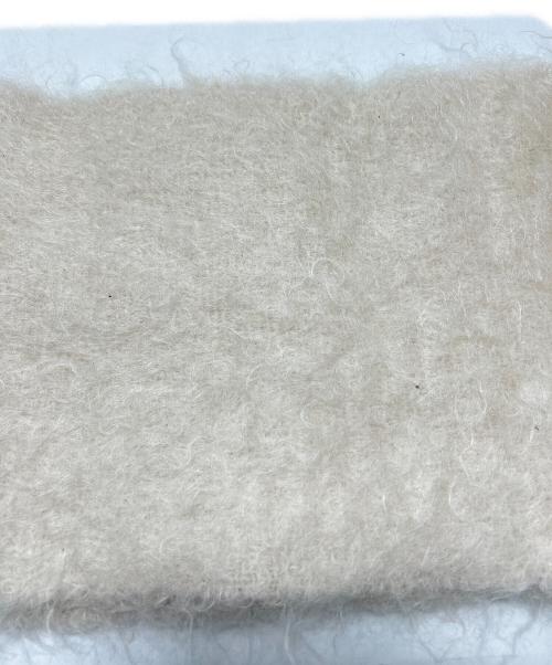 LOEWE（ロエベ）LOEWE (ロエベ) モヘヤウールレザーパッチロゴマフラー アイボリーの古着・服飾アイテム