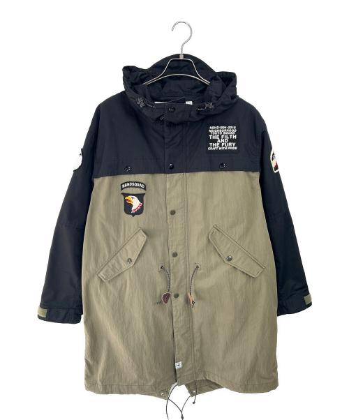 NEIGHBORHOOD（ネイバーフッド）NEIGHBORHOOD (ネイバーフッド) モッズコート グリーン×ブラック サイズ:Mの古着・服飾アイテム