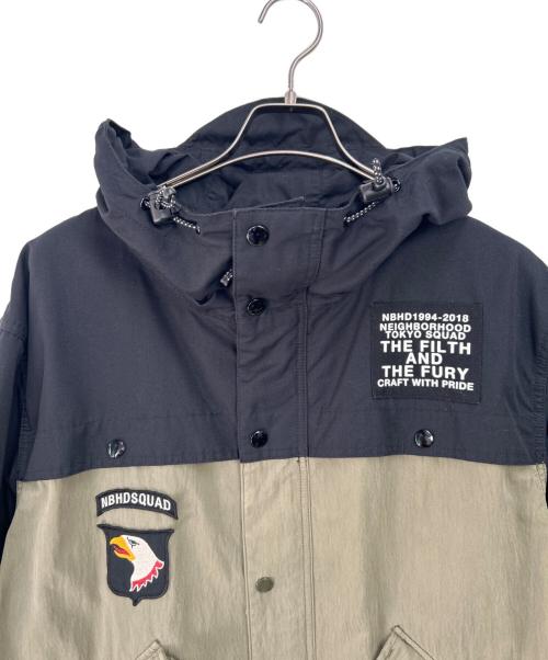 NEIGHBORHOOD（ネイバーフッド）NEIGHBORHOOD (ネイバーフッド) モッズコート グリーン×ブラック サイズ:Mの古着・服飾アイテム