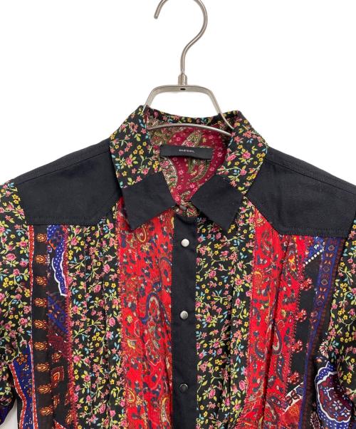 DIESEL（ディーゼル）DIESEL (ディーゼル) 長袖ワンピース ブラック×レッド サイズ:XSの古着・服飾アイテム