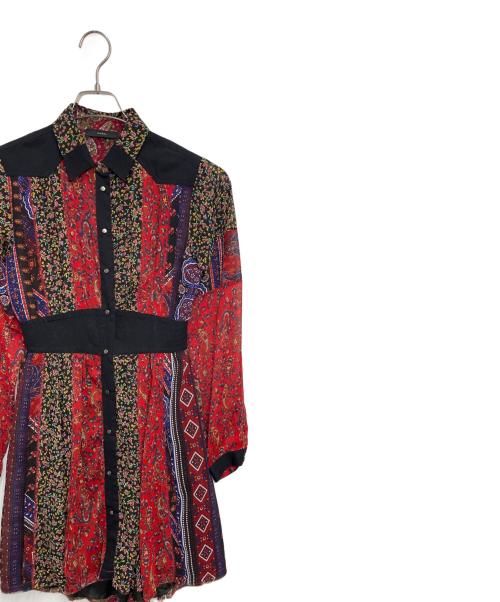 DIESEL（ディーゼル）DIESEL (ディーゼル) 長袖ワンピース ブラック×レッド サイズ:XSの古着・服飾アイテム