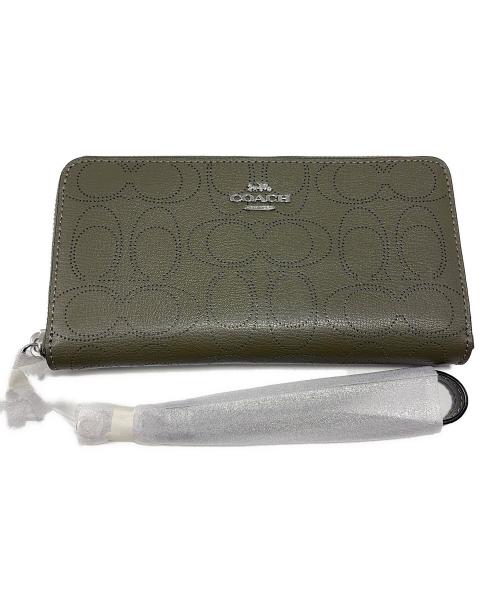 COACH（コーチ）COACH (コーチ) ラウンドファスナー財布 カーキ 未使用品の古着・服飾アイテム