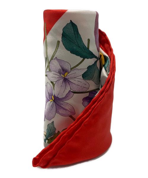 GUCCI（グッチ）GUCCI (グッチ) シルクスカーフ ホワイト×レッドの古着・服飾アイテム