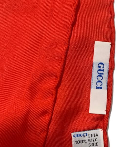GUCCI（グッチ）GUCCI (グッチ) シルクスカーフ ホワイト×レッドの古着・服飾アイテム