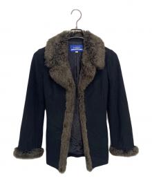 BURBERRY BLUE LABEL（バーバリー ブルー レーベル）の古着「フェイクファーウールコート」｜ブラック