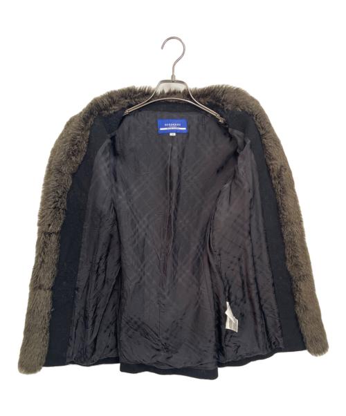 BURBERRY BLUE LABEL（バーバリーロンドンブルーレーベル）BURBERRY BLUE LABEL (バーバリーロンドンブルーレーベル) フェイクファーウールコート ブラック サイズ:38の古着・服飾アイテム