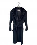 ANNE KLEINアンクライン）の古着「ミンクファー衿付きロングコート」｜ブラック