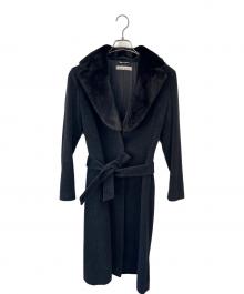 ANNE KLEIN（アンクライン）の古着「ミンクファー衿付きロングコート」｜ブラック