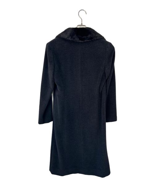 ANNE KLEIN（アンクライン）ANNE KLEIN (アンクライン) ミンクファー衿付きロングコート ブラック サイズ:Mの古着・服飾アイテム