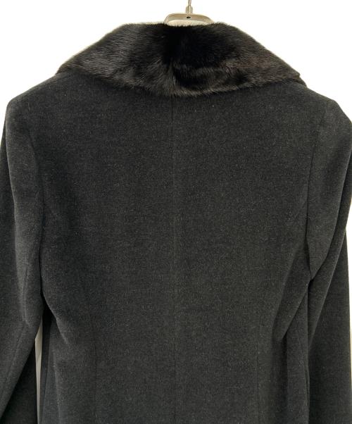 ANNE KLEIN（アンクライン）ANNE KLEIN (アンクライン) ミンクファー衿付きロングコート ブラック サイズ:Mの古着・服飾アイテム