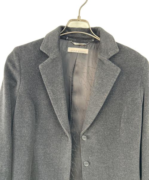 ANNE KLEIN（アンクライン）ANNE KLEIN (アンクライン) ミンクファー衿付きロングコート ブラック サイズ:Mの古着・服飾アイテム