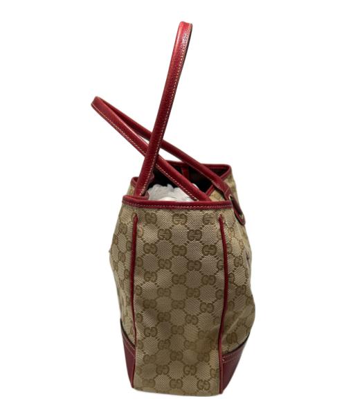 GUCCI（グッチ）GUCCI (グッチ) トートバッグ レッド×ベージュの古着・服飾アイテム