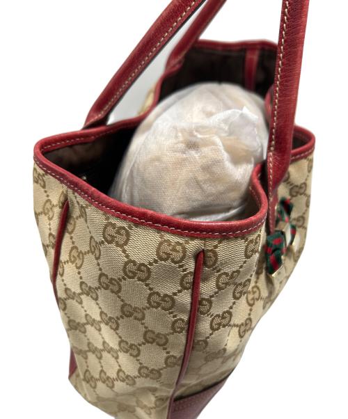 GUCCI（グッチ）GUCCI (グッチ) トートバッグ レッド×ベージュの古着・服飾アイテム