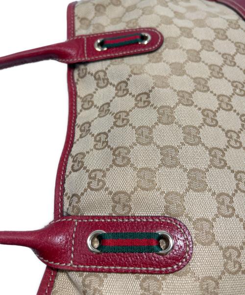GUCCI（グッチ）GUCCI (グッチ) トートバッグ レッド×ベージュの古着・服飾アイテム
