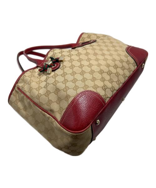 GUCCI（グッチ）GUCCI (グッチ) トートバッグ レッド×ベージュの古着・服飾アイテム