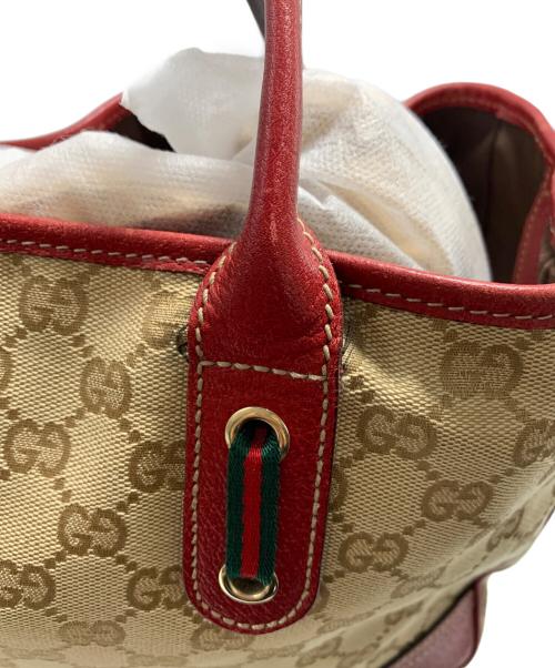 GUCCI（グッチ）GUCCI (グッチ) トートバッグ レッド×ベージュの古着・服飾アイテム