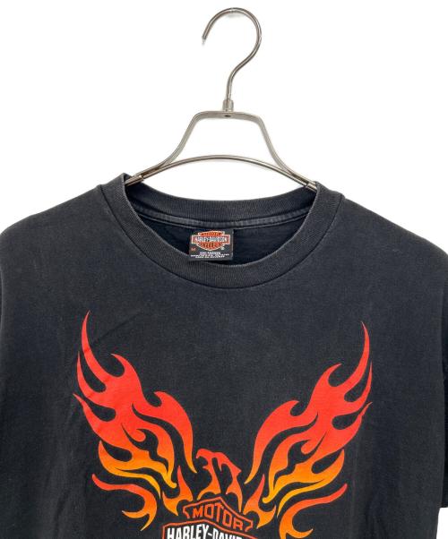 HARLEY-DAVIDSON（ハーレーダビッドソン）HARLEY-DAVIDSON (ハーレーダビッドソン) 半袖カットソー ブラック×オレンジ サイズ:Mの古着・服飾アイテム