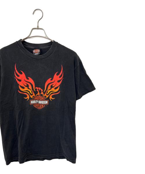 HARLEY-DAVIDSON（ハーレーダビッドソン）HARLEY-DAVIDSON (ハーレーダビッドソン) 半袖カットソー ブラック×オレンジ サイズ:Mの古着・服飾アイテム