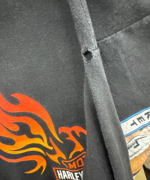 HARLEY-DAVIDSON（ハーレーダビッドソン）HARLEY-DAVIDSON (ハーレーダビッドソン) 半袖カットソー ブラック×オレンジ サイズ:Mの古着・服飾アイテム
