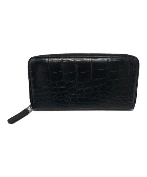 GIORGIO ARMANI（ジョルジョアルマーニ）GIORGIO ARMANI (ジョルジョアルマーニ) ラウンドファスナー財布 ブラックの古着・服飾アイテム