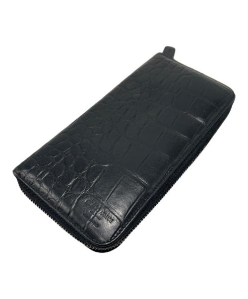 GIORGIO ARMANI（ジョルジョアルマーニ）GIORGIO ARMANI (ジョルジョアルマーニ) ラウンドファスナー財布 ブラックの古着・服飾アイテム