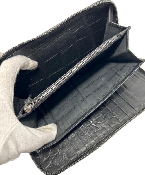 GIORGIO ARMANI（ジョルジョアルマーニ）GIORGIO ARMANI (ジョルジョアルマーニ) ラウンドファスナー財布 ブラックの古着・服飾アイテム