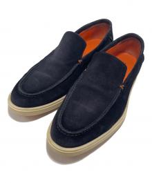 Santoni（サントーニ）の古着「アーモンドトゥ スエードローファー」｜ネイビー