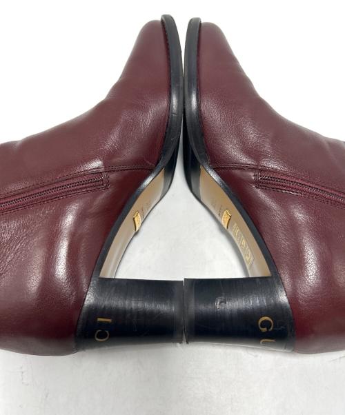 GUCCI（グッチ）GUCCI (グッチ) ヒールロゴサイドジップ ブーティ ボルドー サイズ:35 1/2の古着・服飾アイテム
