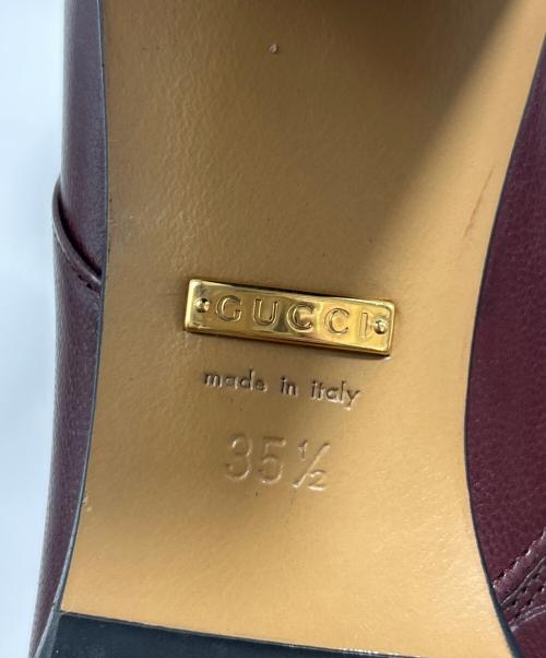 GUCCI（グッチ）GUCCI (グッチ) ヒールロゴサイドジップ ブーティ ボルドー サイズ:35 1/2の古着・服飾アイテム