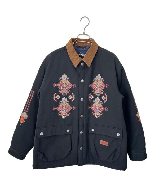 Amina（アミナ）Amina (アミナ) grn (ジーアールエヌ) キリム風刺繍ジャケット ブラック サイズ:Fの古着・服飾アイテム