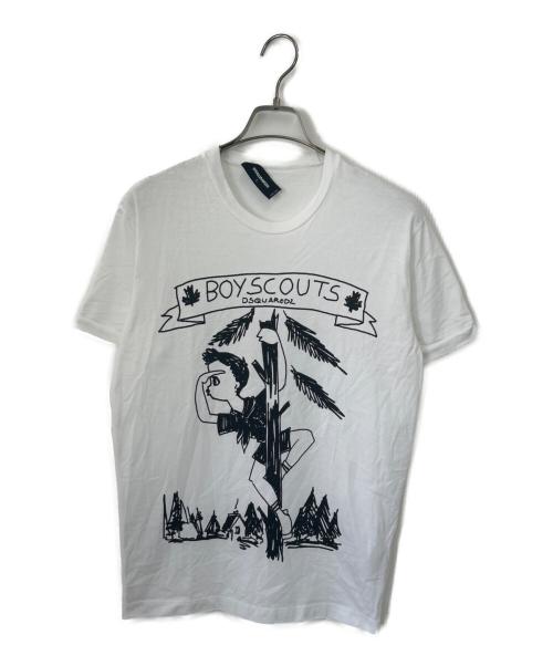 DSQUARED2（ディースクエアード）DSQUARED2 (ディースクエアード) 半袖カットソー ホワイト サイズ:Lの古着・服飾アイテム