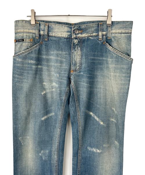 DOLCE & GABBANA（ドルチェ＆ガッバーナ）DOLCE & GABBANA (ドルチェ＆ガッバーナ) ダメージ加工デニムパンツ インディゴ サイズ:52の古着・服飾アイテム