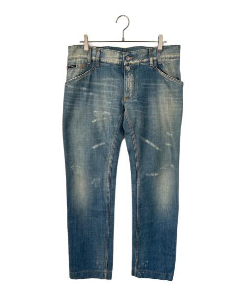 DOLCE & GABBANA（ドルチェ＆ガッバーナ）DOLCE & GABBANA (ドルチェ＆ガッバーナ) ダメージ加工デニムパンツ インディゴ サイズ:52の古着・服飾アイテム