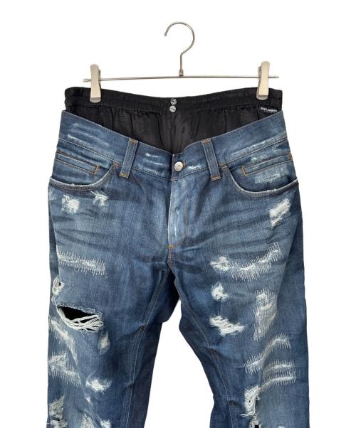 DOLCE & GABBANA（ドルチェ＆ガッバーナ）DOLCE & GABBANA (ドルチェ＆ガッバーナ) アンダーウェアレイヤードデニムパンツ インディゴ サイズ:50の古着・服飾アイテム