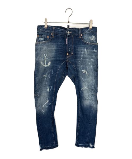 DSQUARED2（ディースクエアード）DSQUARED2 (ディースクエアード) ダメージ加工デニムパンツ インディゴ サイズ:48の古着・服飾アイテム