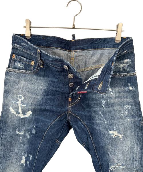 DSQUARED2（ディースクエアード）DSQUARED2 (ディースクエアード) ダメージ加工デニムパンツ インディゴ サイズ:48の古着・服飾アイテム