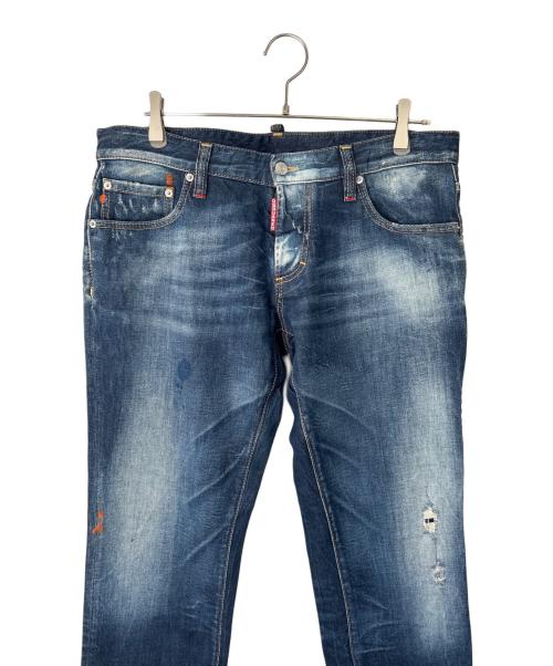 DSQUARED2（ディースクエアード）DSQUARED2 (ディースクエアード) ペンキダメージ加工デニムパンツ インディゴ サイズ:52の古着・服飾アイテム