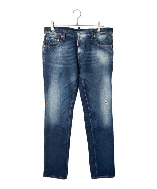 DSQUARED2（ディースクエアード）DSQUARED2 (ディースクエアード) ペンキダメージ加工デニムパンツ インディゴ サイズ:52の古着・服飾アイテム