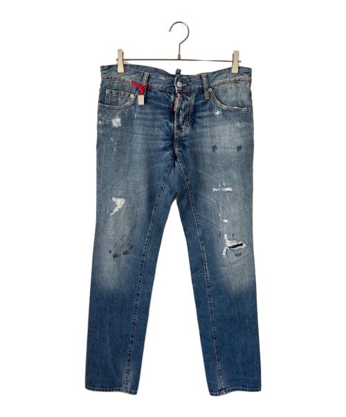 DSQUARED2（ディースクエアード）DSQUARED2 (ディースクエアード) リペア加工デニムパンツ インディゴ サイズ:48の古着・服飾アイテム
